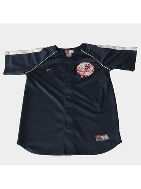 New York Yankees Jersey Boys Large Blue MLB Baseball Nike Team Youth